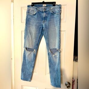 Hudson Jeans Men's Sartor Relaxed Skinny Leg Jeans Distressed Light Wash 31